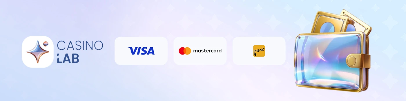 Casinolab payment method logos including visa, mastercard, interac